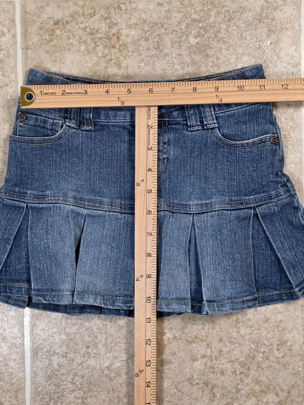 Y2K Arizona Denim Mini Skort Pleated Low Rise Size 7